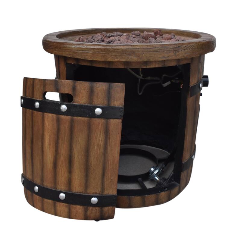 25 in. W x 24 in. H Iron Round Propane Gas Burning Outdoor Fire Pit in Brown