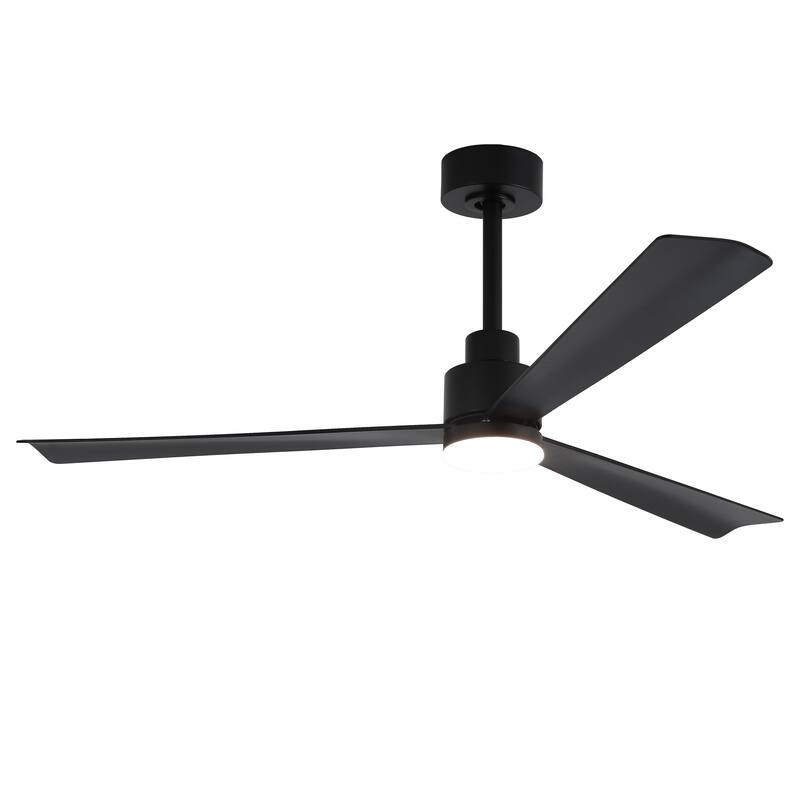 52" Modern Integrated LED Black Ceiling Fan with Light and Remote