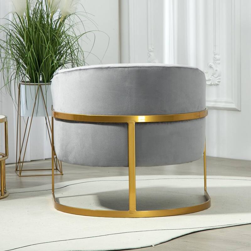 Modern Accent Armchair Luxury Gold Frame and Multi-colored Velvet Material Infuse Elegant Flair