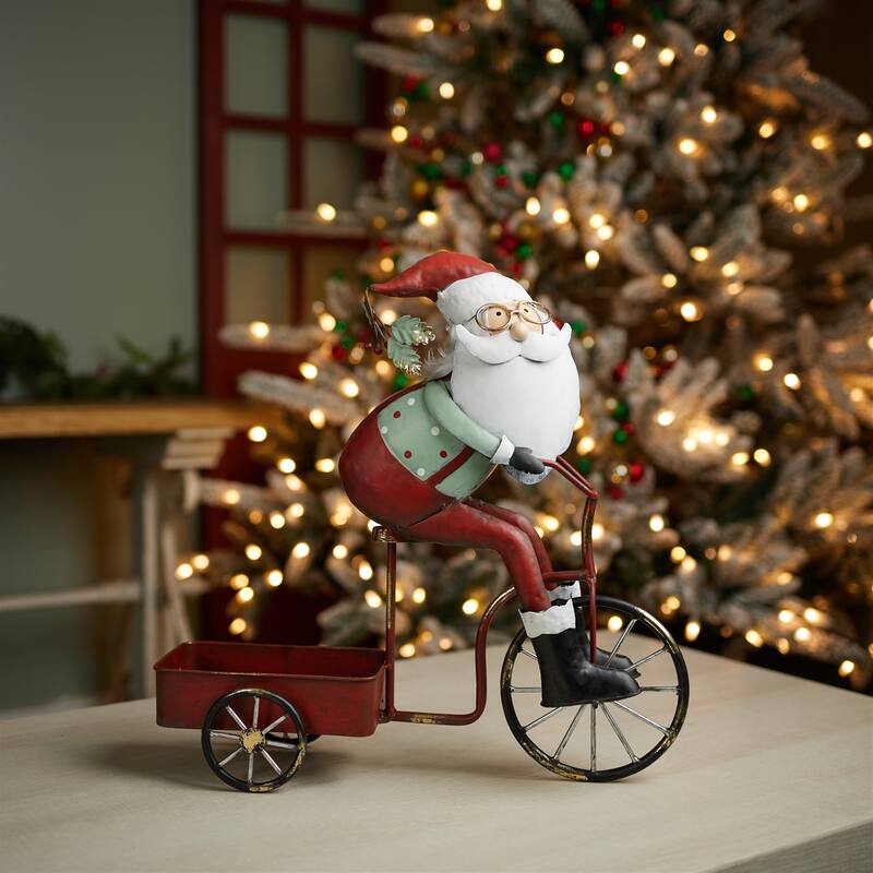 Whimsical Santa Riding Bike