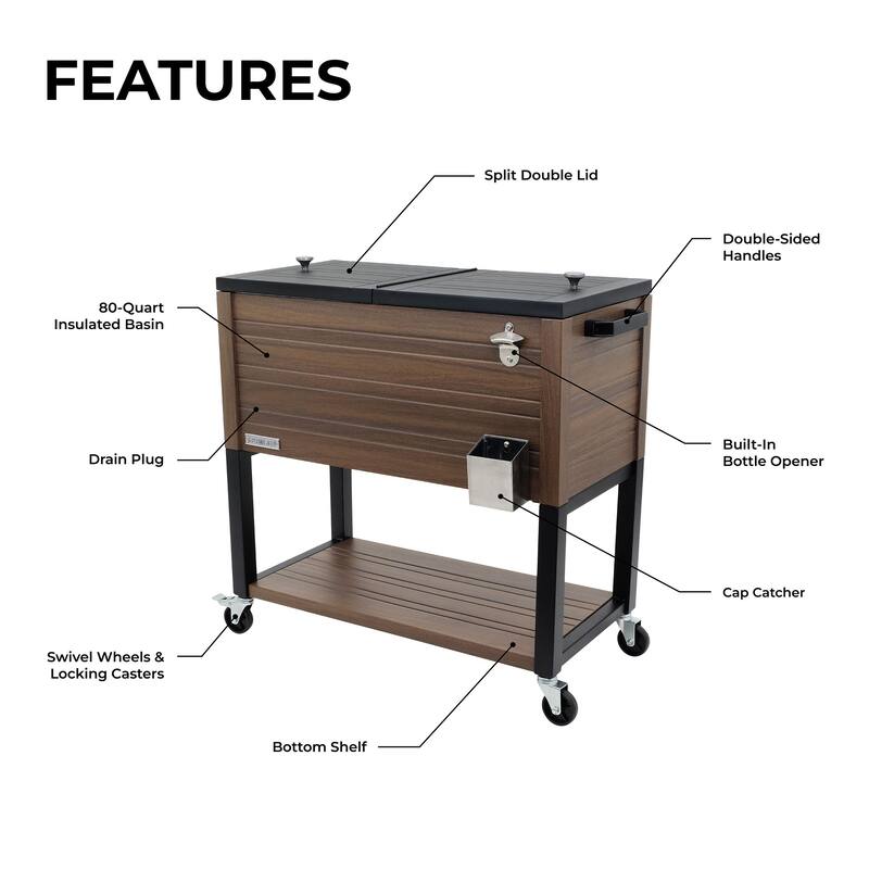 Permasteel 80 Qt. Rustic Furniture Style Patio Cooler