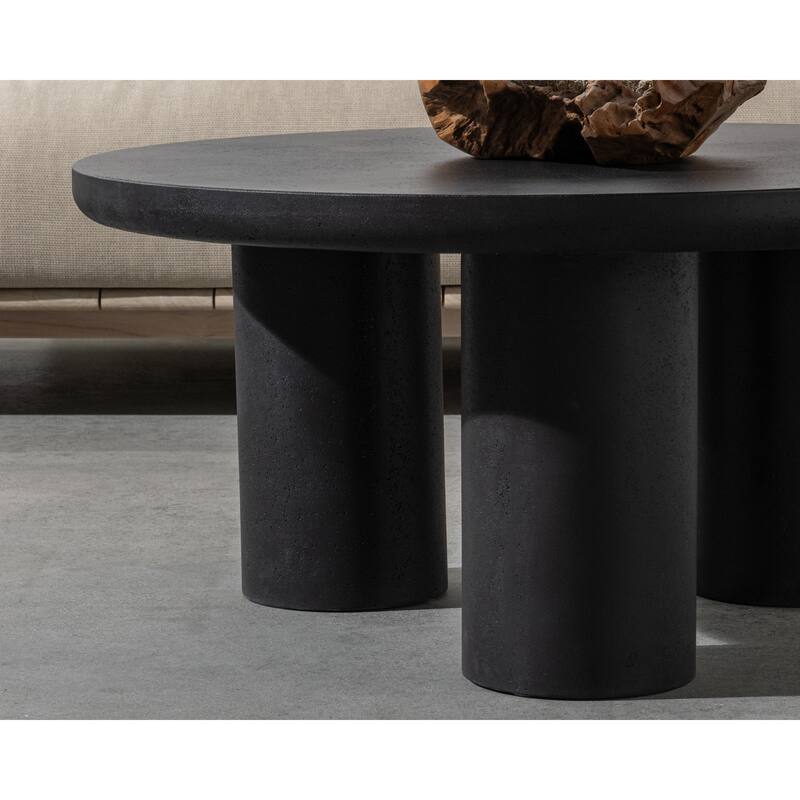 Classic Home Anzio Indoor Outdoor Coffee Table in Black Concrete