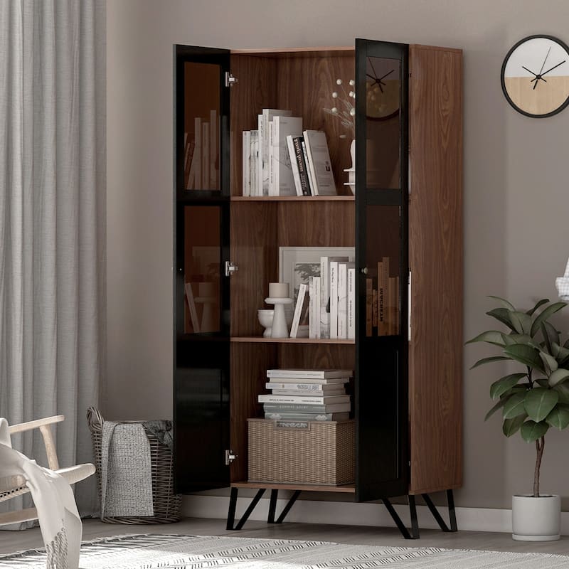 Kitchen Pantry Cupboard, Rustic Freestanding Storage Cabinet Acrylic