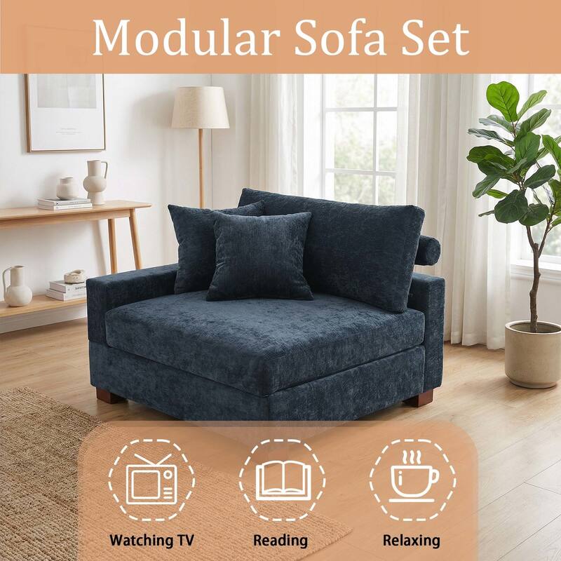 Chenille Upholstered Armless Accent Chair With Plush Cushion