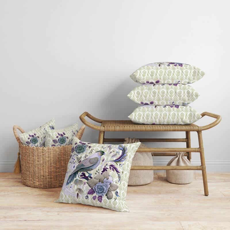 Songbird Rose Radiance Faux Suede Reversible Throw Pillow Cream and Purple