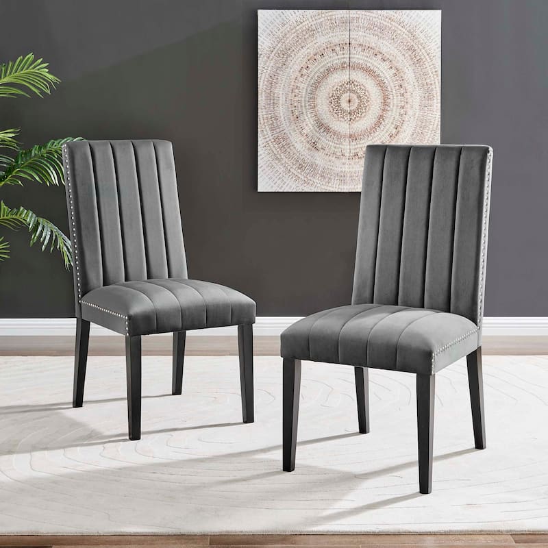 Catalyst Performance Velvet Dining Side Chairs - Set of 2 - Grey