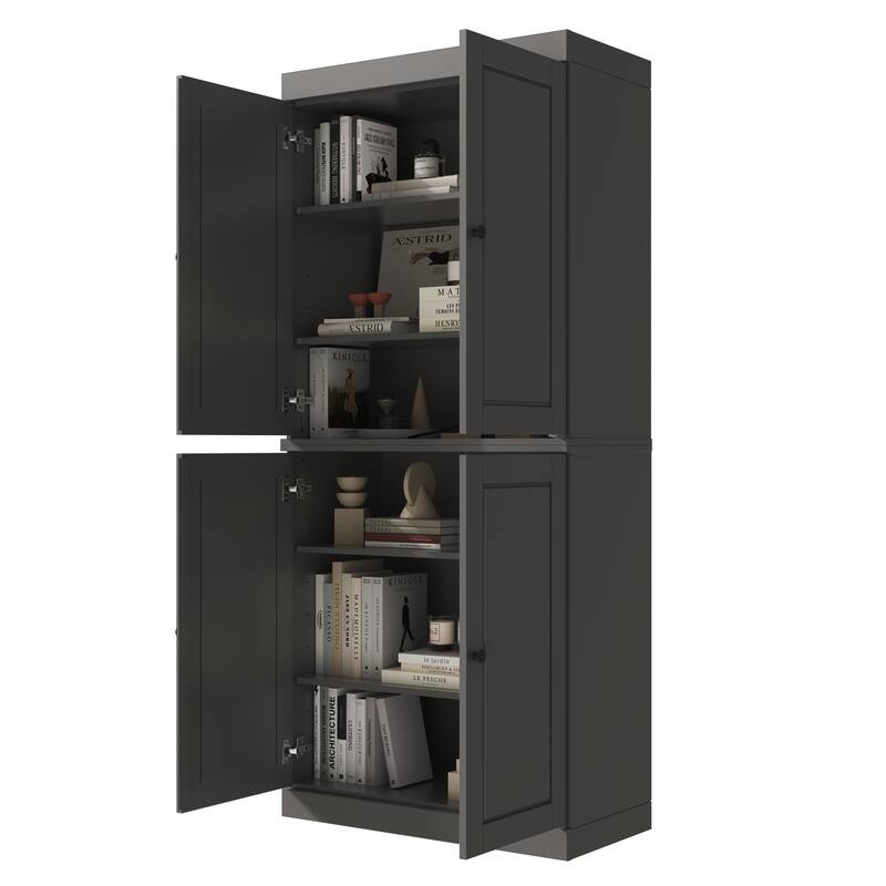 Palace Imports 100% Solid Wood 6-Shelf Bookcase with Solid Doors and Adjustable Shelves