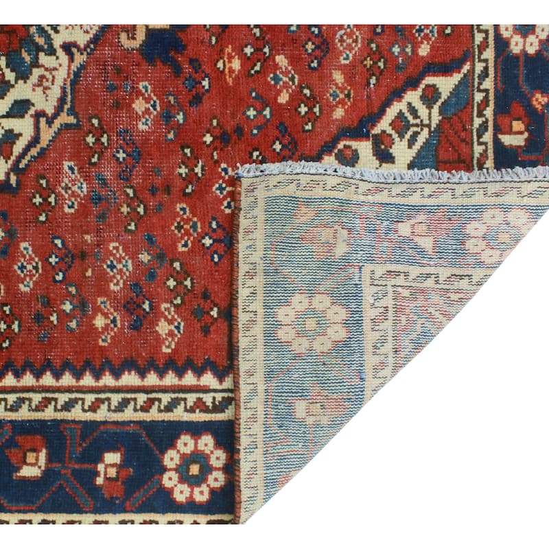 Fine Vintage Distressed Ormond Rust/Navy Rug - 4'2" x 6'11"