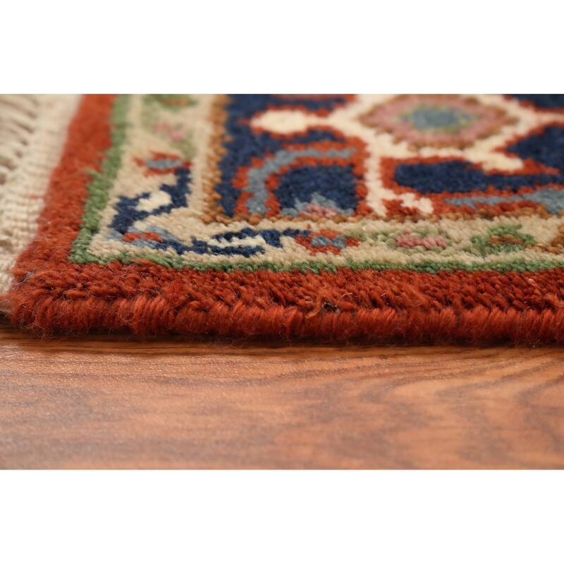Hand Knotted Oriental 100% Wool Carpet Traditional Medallion Oranges & Rust Heriz (serapi) Area Rug - 5' 3'' X 2' 10''