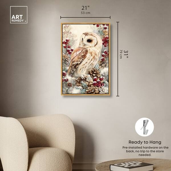 dimension image slide 23 of 24, Christmas Forest Owl III Wall Decor Canvas Print by Art Remedy