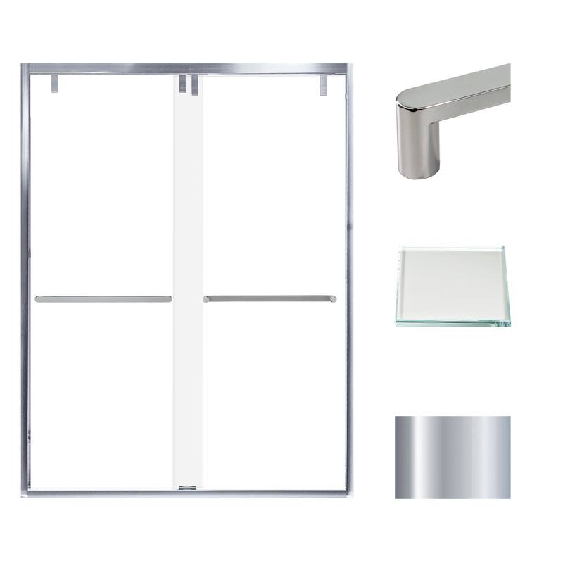 Transolid EBPT608010L-R 80" High x 60" Wide Bypass Frameless Shower - Polished Chrome