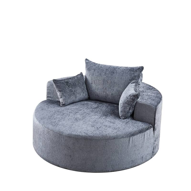 55in Wide Chenille Sponge Single Sofa Fluffy Modern Sleeper Chair