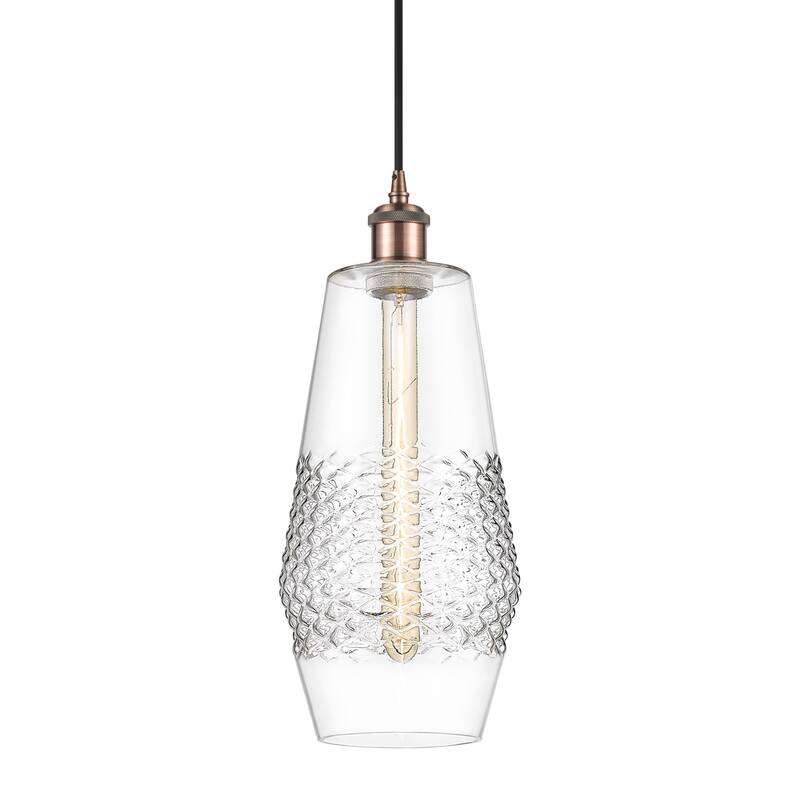 Innovations Lighting 516-1P-17-7 Windham Pendant Windham 7" Wide Mini - Antique Copper / Clear