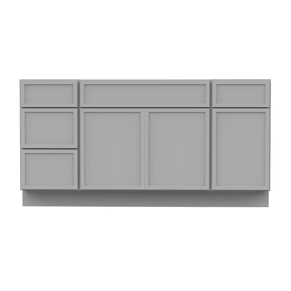 Vanity Art 69" Oak Freestanding Bathroom Vanity Cabinet without Top