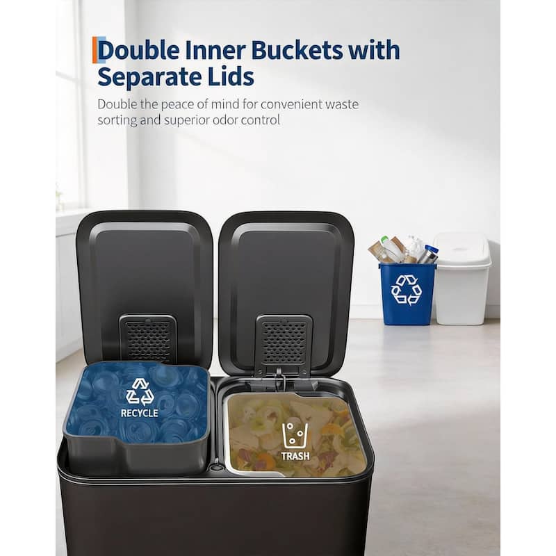 Trash Can, Dual Step for Trash & Recycling