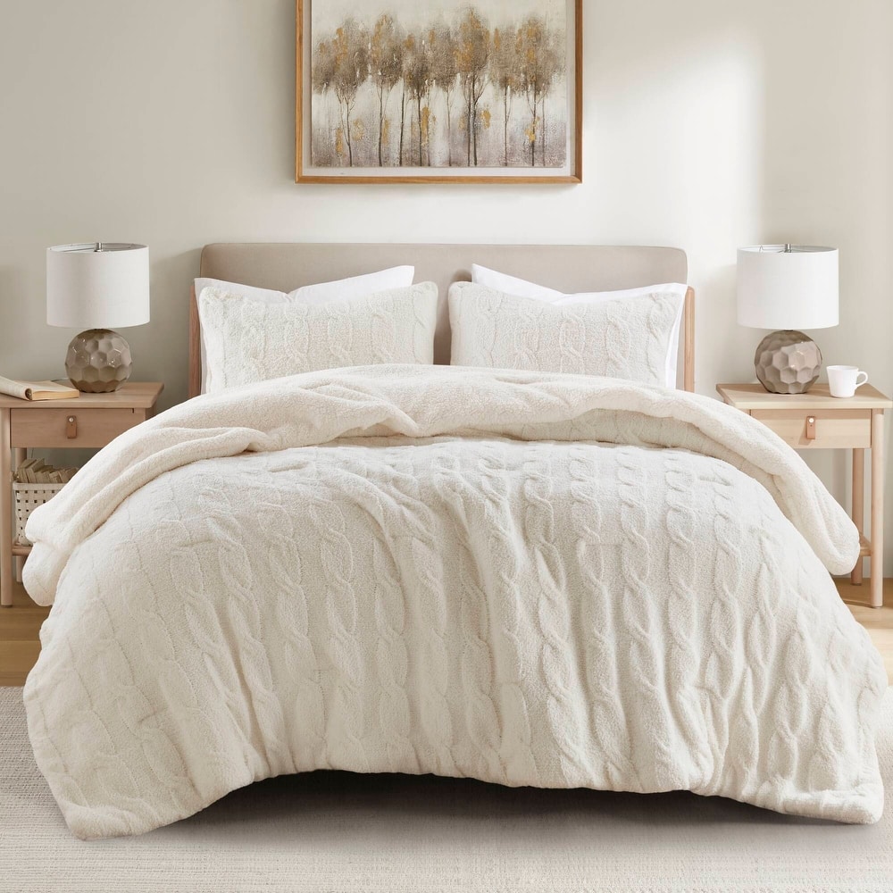 Madison Park Riordan Cable Knit Chenille Comforter Set