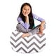 preview thumbnail 9 of 187, Kids Bean Bag Chair Cover Stuffed Animal Storage or Toy Organizer 27 Inch Medium - Canvas Chevron Black and White