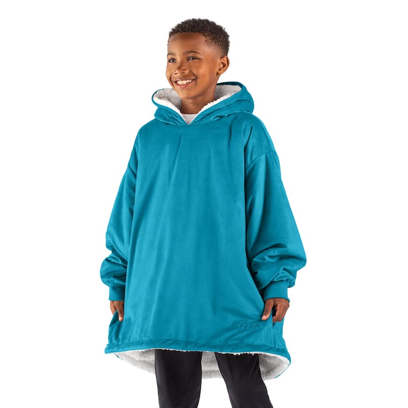 Bare Homey B-Cozy Oversized Sherpa Wearable Blanket - Youth - Caribbean Sea