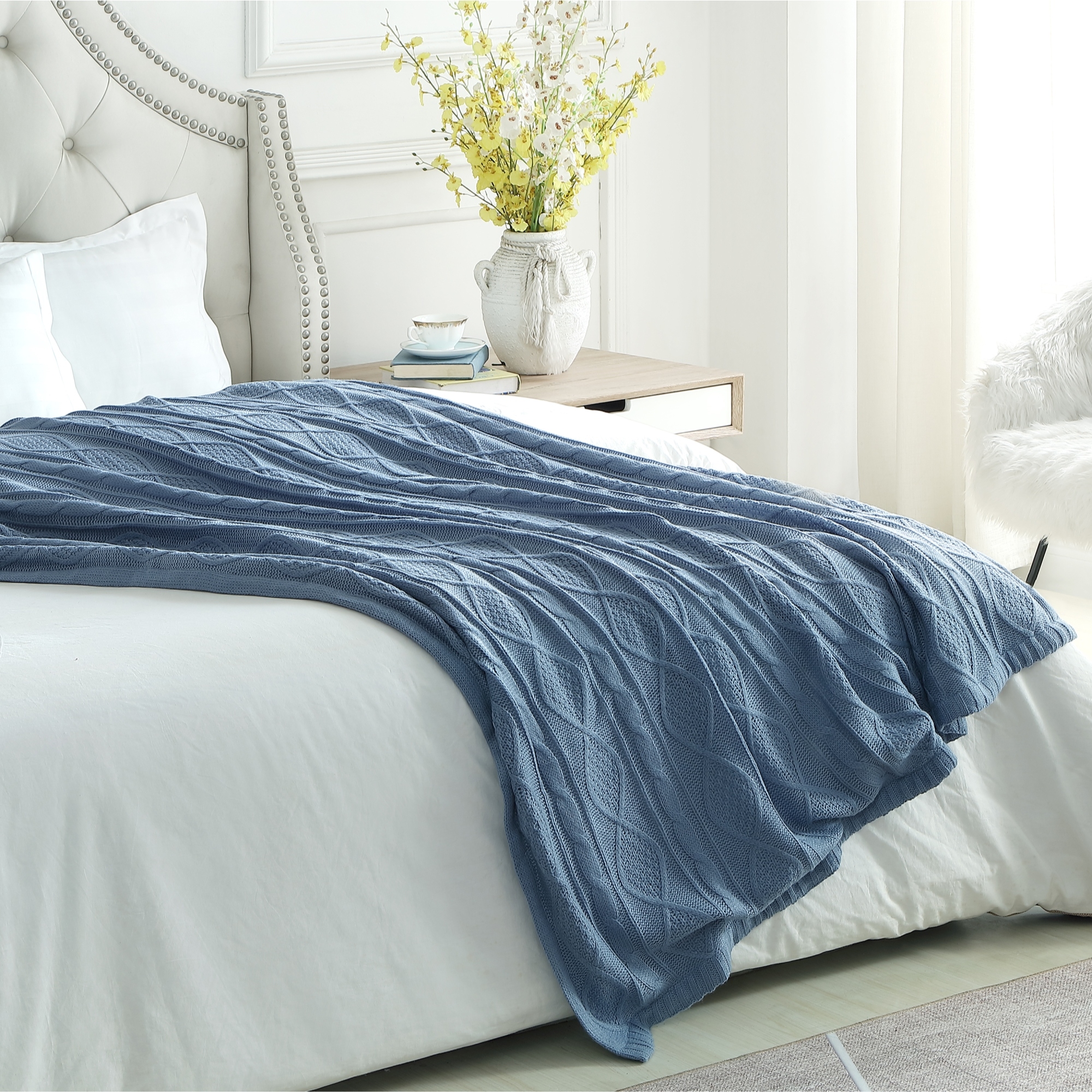 Cable knit king discount blanket