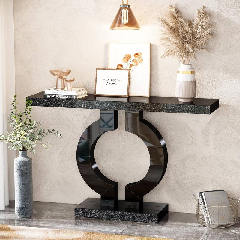 Modern Mirrored Console Table, Glass Sofa/Entryway Table, Rectangular Accent Foyer Table for Living Room, Hallway & Entrance