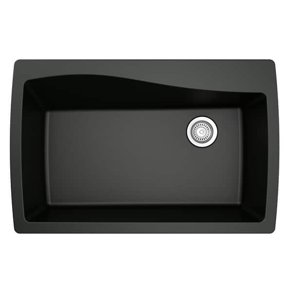 slide 19 of 52, Karran Drop-In Quartz Single Bowl Kitchen Sink Black