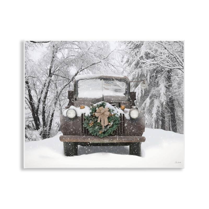 Stupell Wreathed Truck in Snow Wall Plaque Art Design By Lori Deiter - 14 x 11