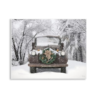 Stupell Wreathed Truck in Snow Wall Plaque Art Design By Lori Deiter