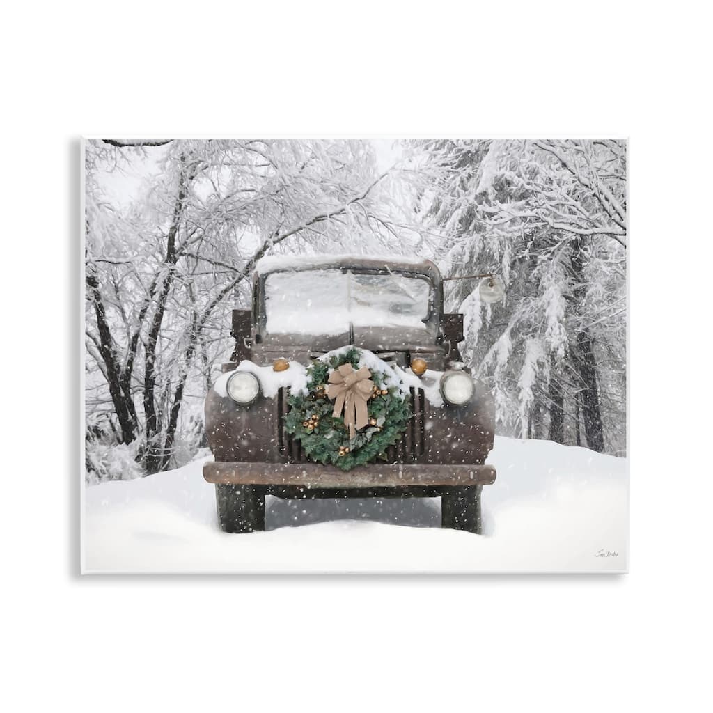 Stupell Wreathed Truck in Snow Wall Plaque Art Design By Lori Deiter