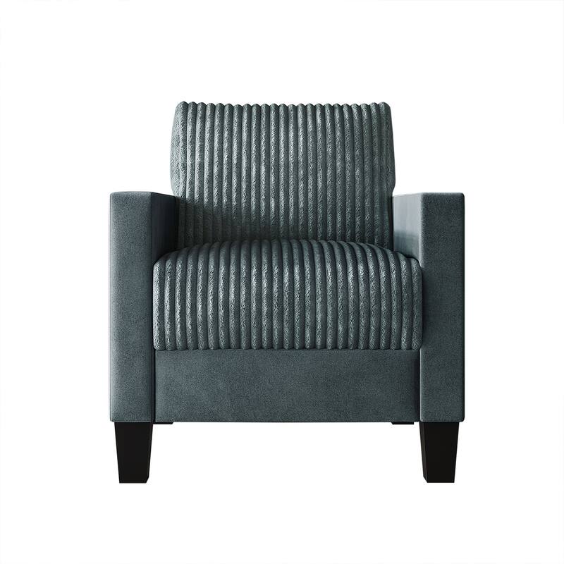 CraftPorch Corduroy Mid-Century Modern Velvet Upholstered Arm Chair - Light Blue