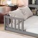 preview thumbnail 6 of 7, Full Wood Montessori Floor Bed w/Bookcase & Shelves,Guardrails, Grey