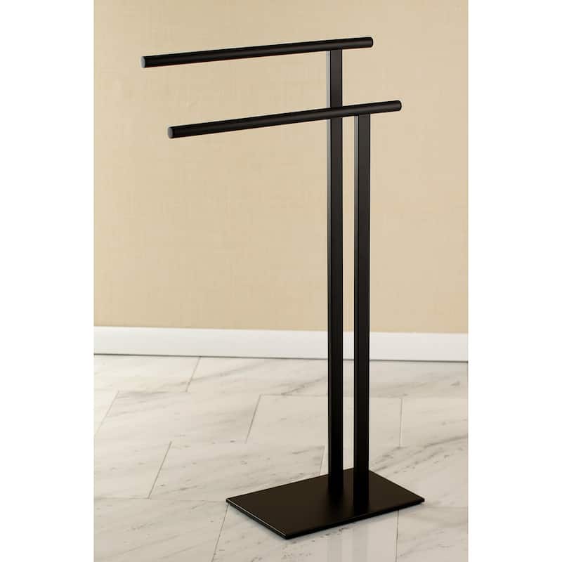Edenscape Double L Shape Pedestal Towel Holder in Matte Black