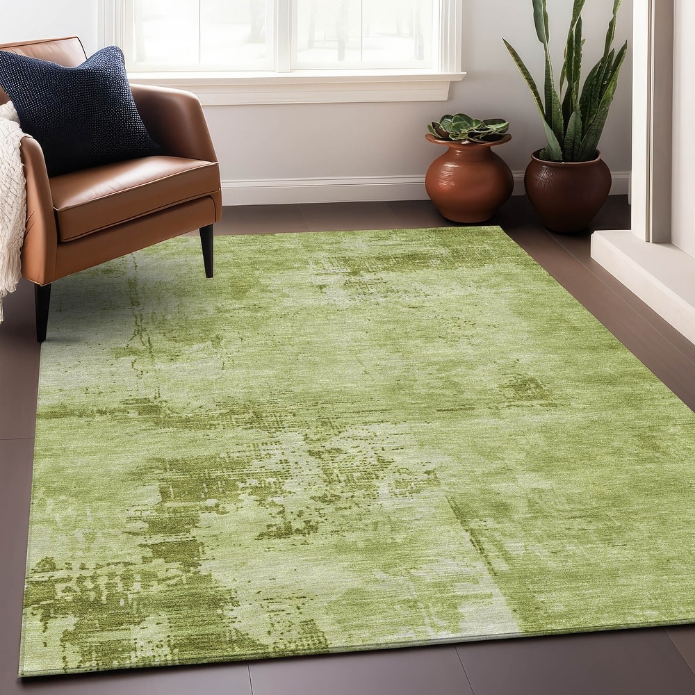 Machine Washable Indoor/ Outdoor Abstract Modern Chantille Rug