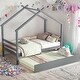 preview thumbnail 14 of 36, Twin Size House-shaped Platform Bed with Pull-out Trundle,Quality and Safety Guaranteed Grey