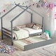 preview thumbnail 26 of 36, Twin Size House-shaped Platform Bed with Pull-out Trundle