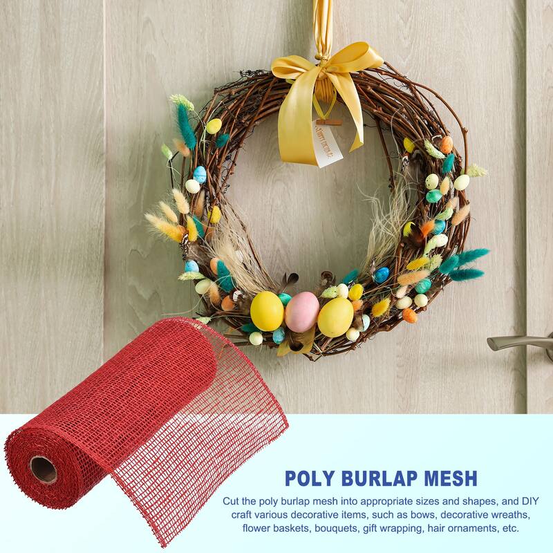 3pcs 10" Poly Burlap Mesh for Wreath, Mesh Fabric Ribbon 6.4 Yard