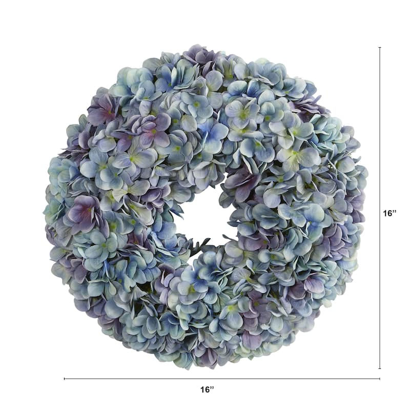 16" Hydrangea Artificial Wreath
