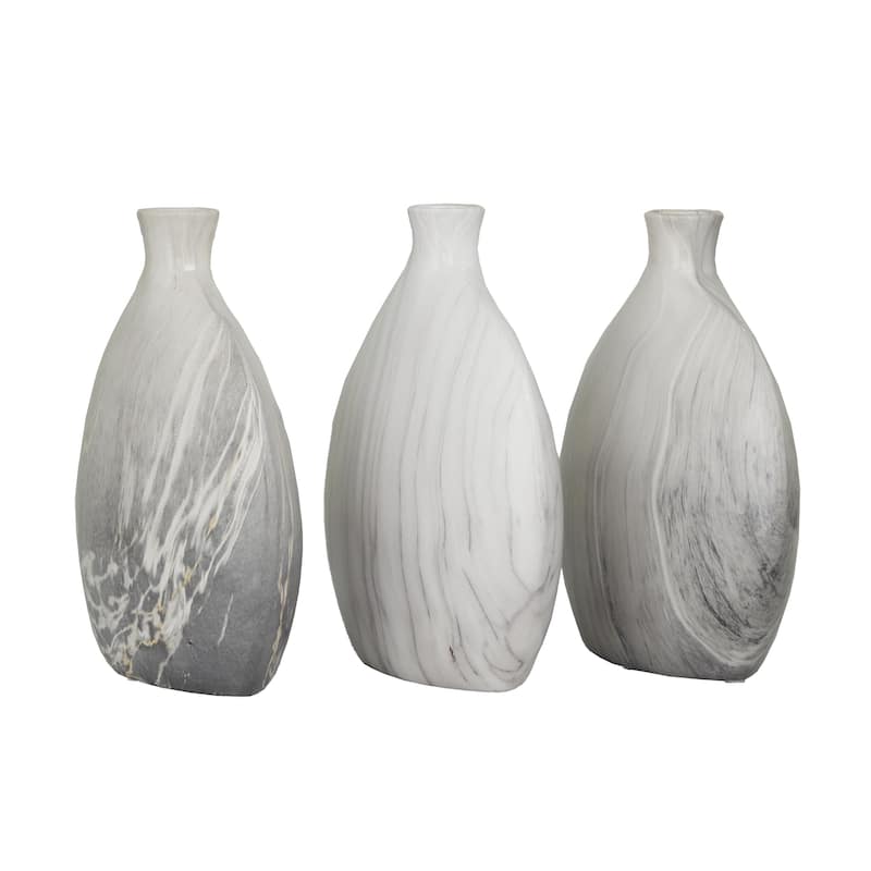 Ceramic Faux Marble Decorative Vase - Set of 3 Black - Roche River Decor
