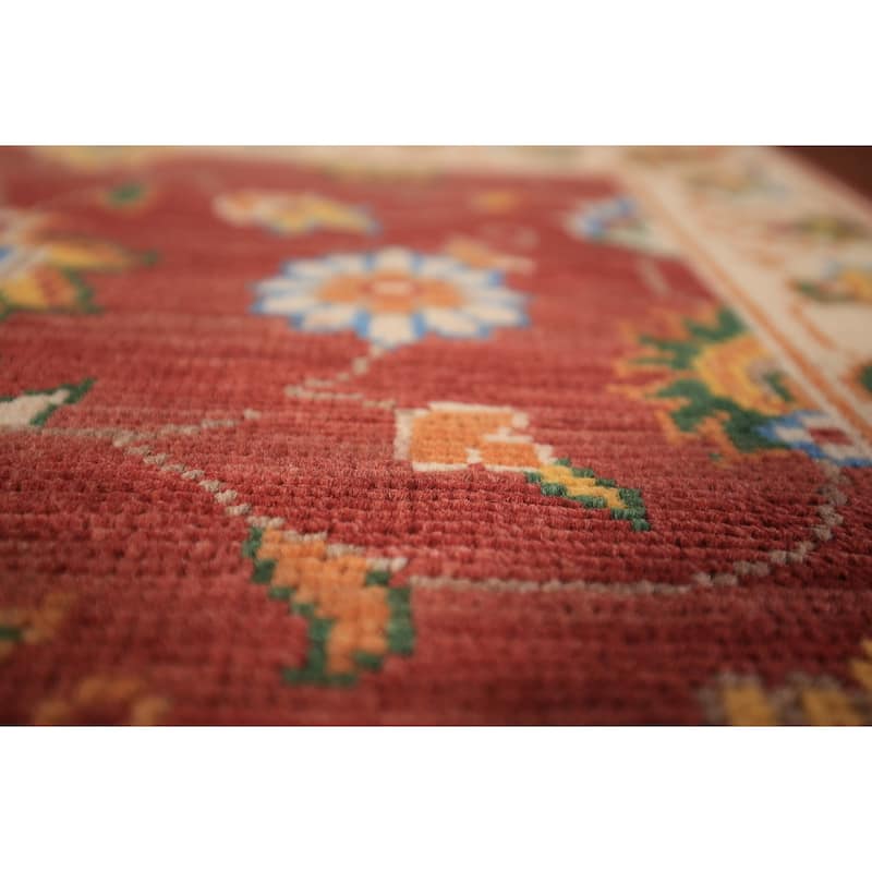 Floral Kazak Oriental Foyer Rug Hand-Knotted Orange Wool Carpet - 2'0" x 3'0"