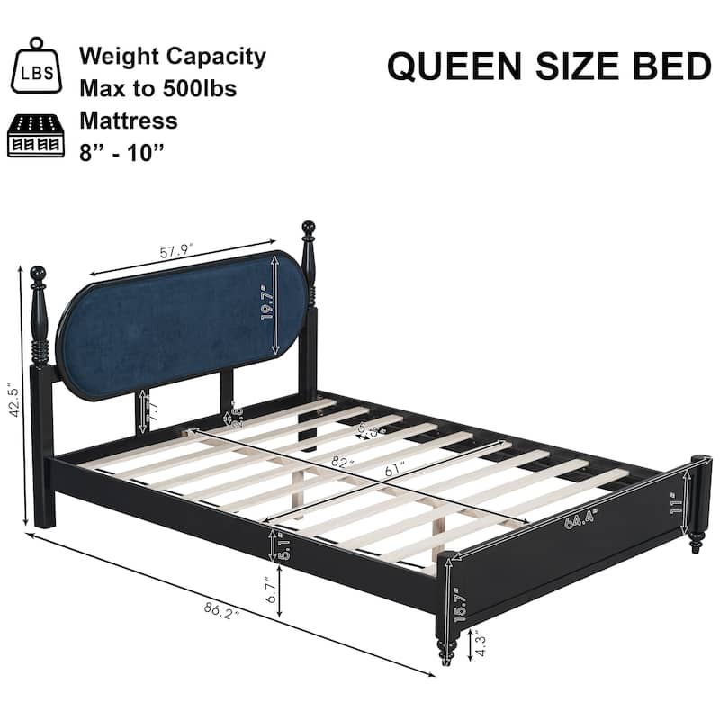 Christopher Knight Home - Alderwick Modern Upholstered Headboard Wood Low-Profile Platform Bed with Slatted Support