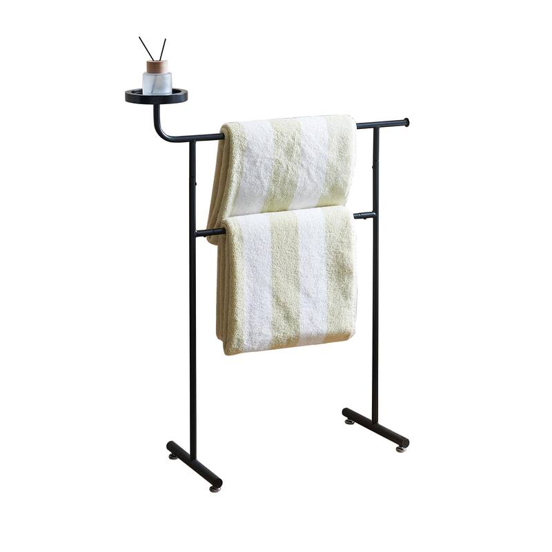 Chase Collection Black Metal & Wood Valet Stand with Storage Tray