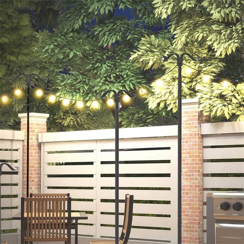 Heavy Duty Shepherd Hooks Metal Garden Bird Feeder Hanging with7 Prongs Set of 2