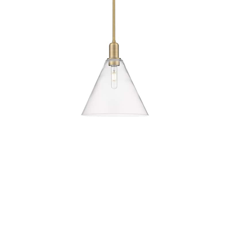 Innovations Lighting 716-1S-14-12 Berkshire Glass Pendant Berkshire - Brushed Brass / Clear