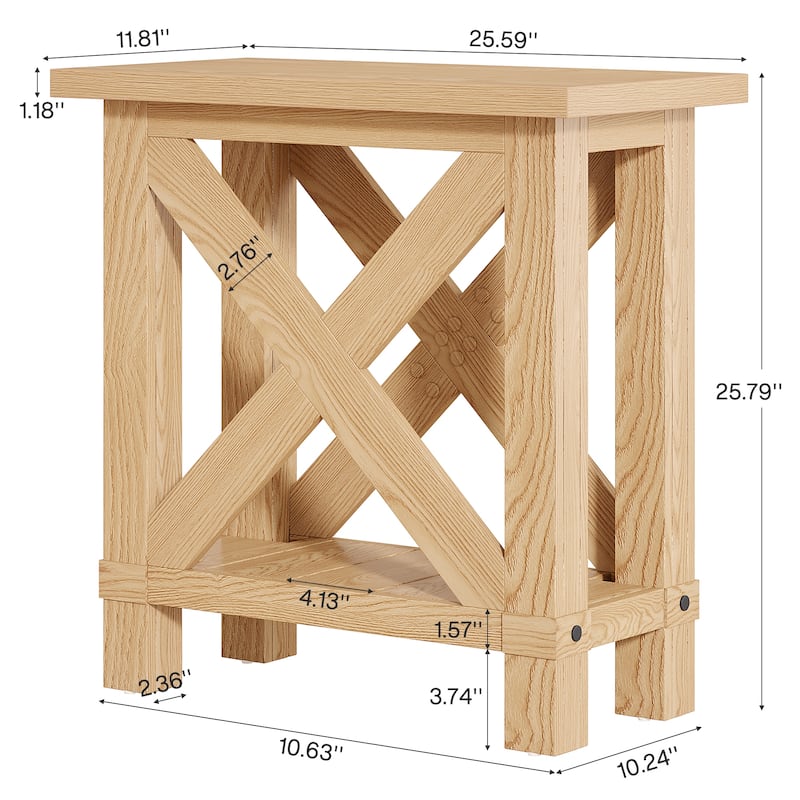Farmhouse Side Table, Narrow End Table for Space Saving