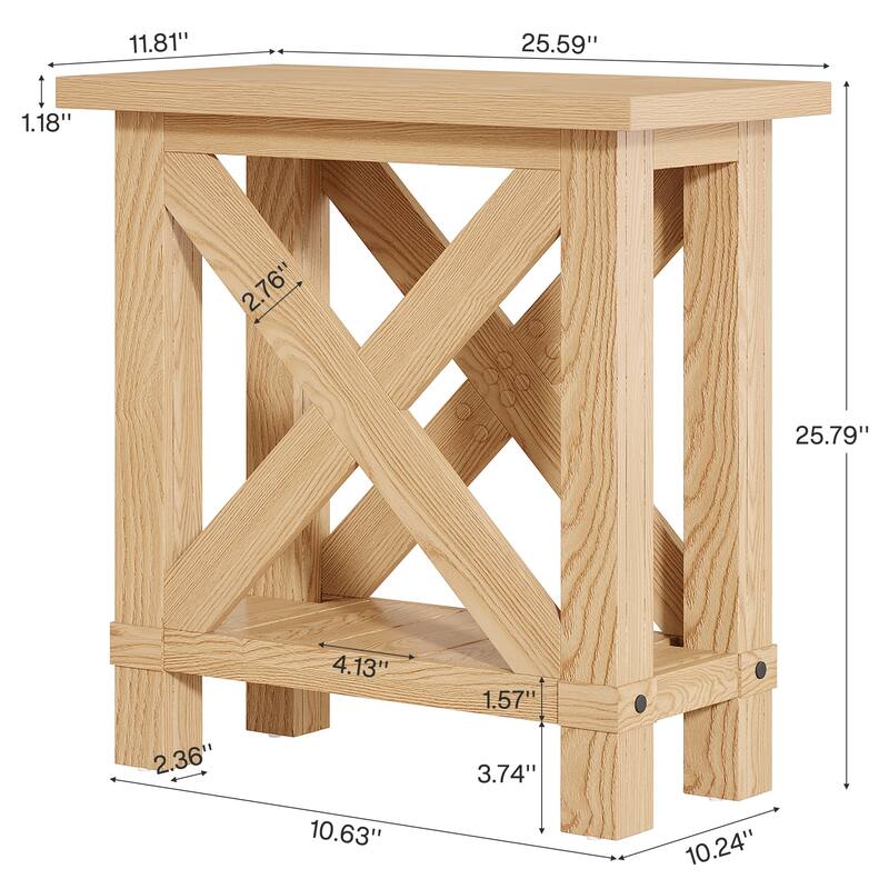 Industrial 2-Tier End Side Table Nightstand for Living Room Bedroom