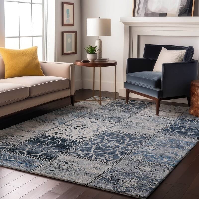Premium Washable Super Soft Moroccan Boho Patchwork Mayfield Rug - Denim - 2' 6" x 3' 10" - Rectangle