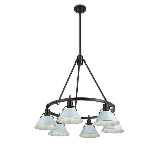 slide 1 of 1, Orwell 6-Light Chandelier in Matte Black with Dusky Blue