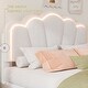 preview thumbnail 58 of 82, Full Size Upholstered Flower-Shape Bed with LED Light Strip & Ottoman,Sherpa Fabric Platform Bed with Wooden Slats Support,White