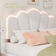 preview thumbnail 3 of 16, Twin Size Upholstered Flower-Shape Bed with LED Light Strip, Sherpa Fabric Platform Bed with Wooden Slats Support, White