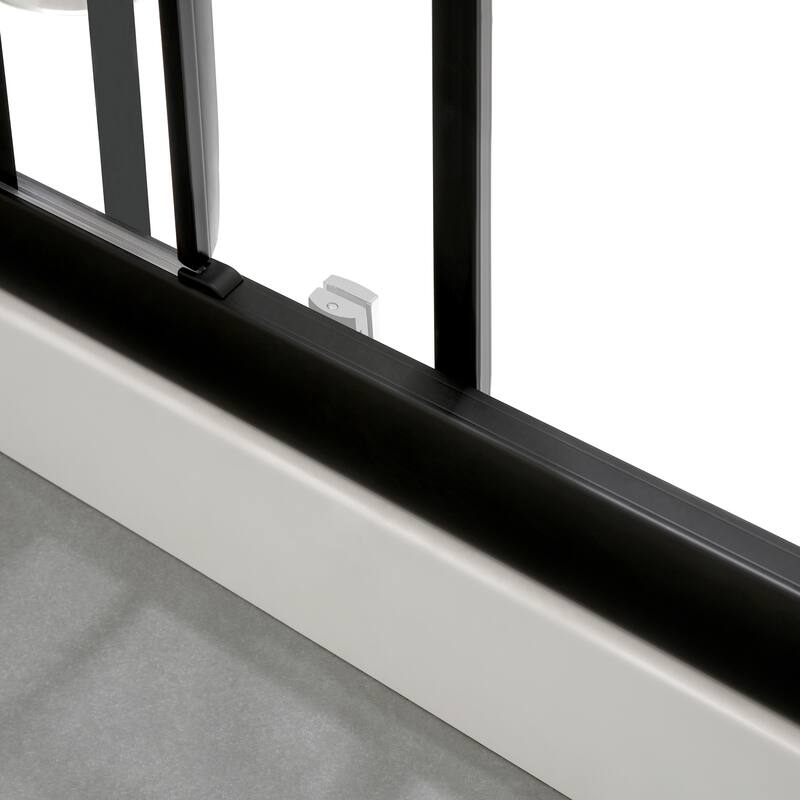 FELYL 48" W × 72" H Single Sliding Framed Shower Door with Heat Soaking Process and Protective Coating Clear Glass