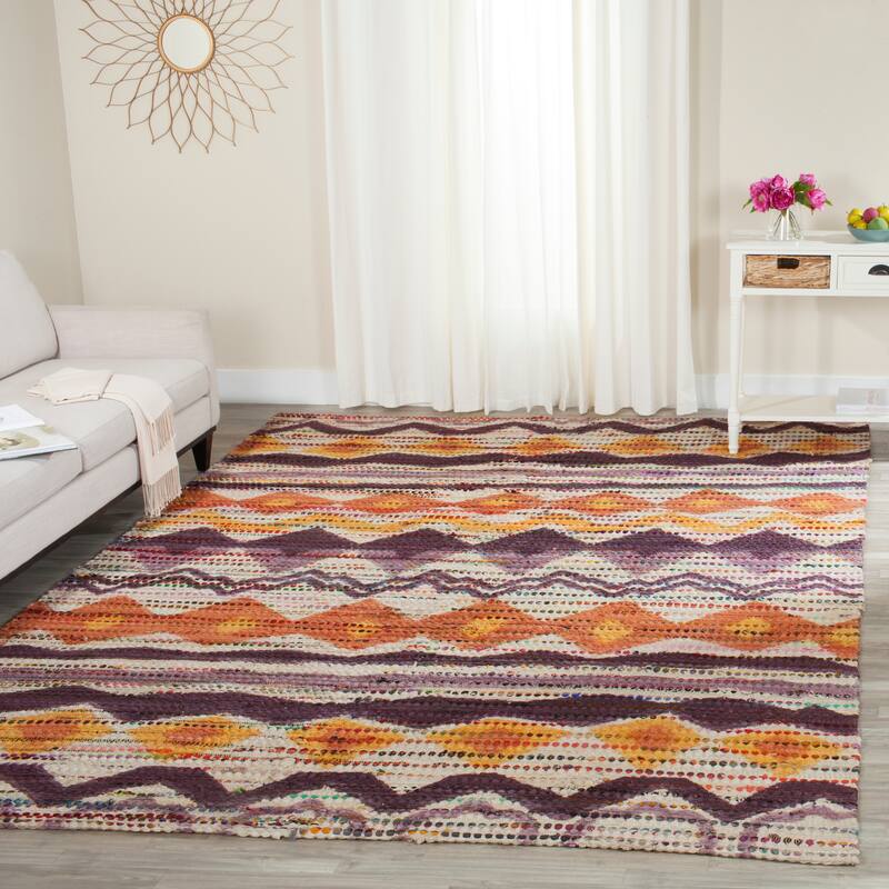 SAFAVIEH Handmade Cedar Brook Clella Modern Cotton Rug - 8' x 10' - Orange/Multi - Rectangle